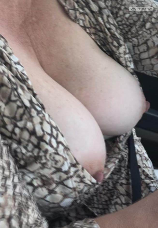 Tit Flash: Wife's Tanlined Big Tits - Smokin from United States